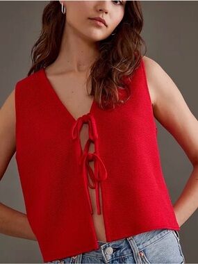 Aligne Isla Knitted Tie Tank Red - small